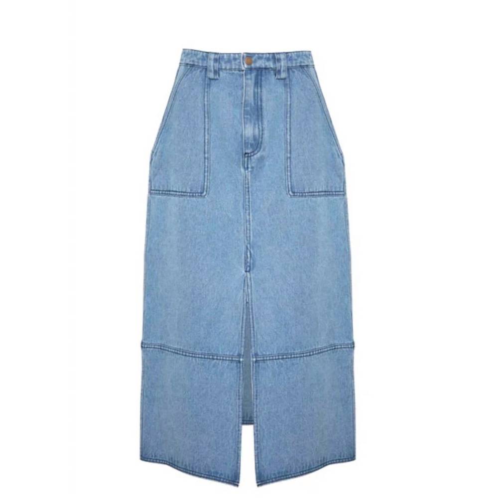 NEW HUNTER BELL parke skirt in blockely denim